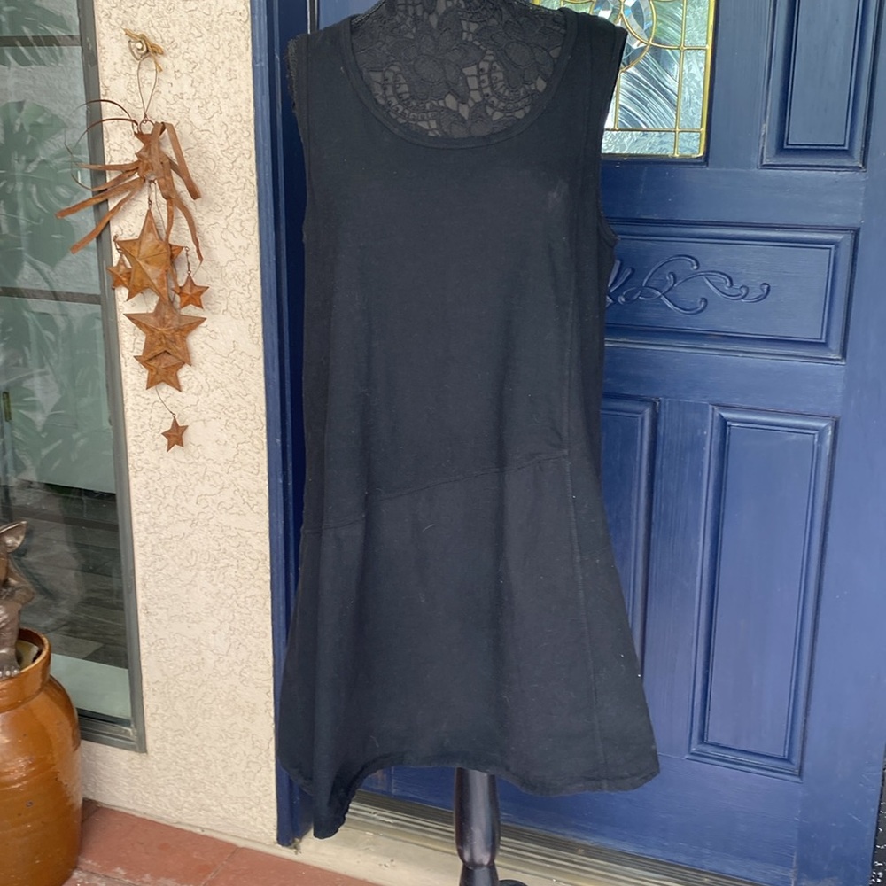 Anthropologie AMADI Black Sleeveless Knee-Length XL 100% cotton current swingy